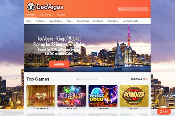 LeoVegas NZ home page